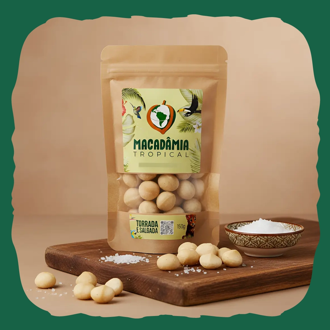 Macadâmia Tropical — macadâmia torrada e salgada